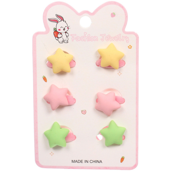 Резинки для волос детские 6шт "БАМБИ БУМ Маттэ", Звёздочки, микс 6 цветов, d-2.см/12*7.5см 