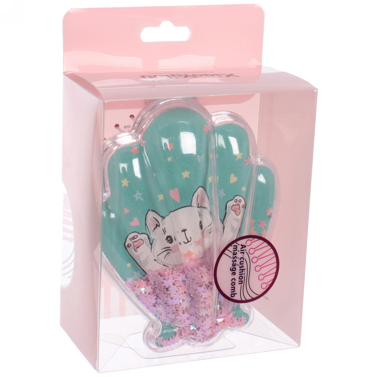 Расческа массажная детская "Seashell - Котик Луи", 9*11 см (коробка PVC)