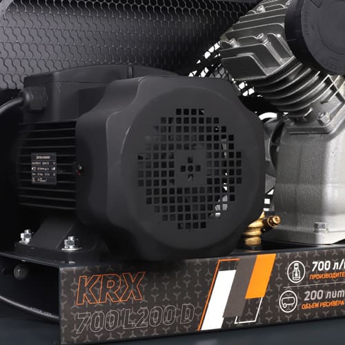 Компрессор PATRIOT KRX 700 L200 D, поршневой, ременной, масляный, 700 л/мин, 200 л, 10 бар, 4 кВт, 400 В