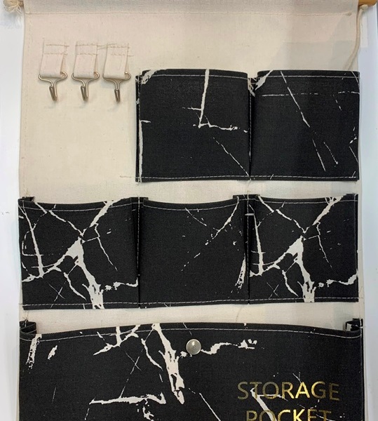 Карман настенный 6 отделений 3 крючка "ИДЕЯДОМА", цвет черный, 35*50см (лейбл Селфи)