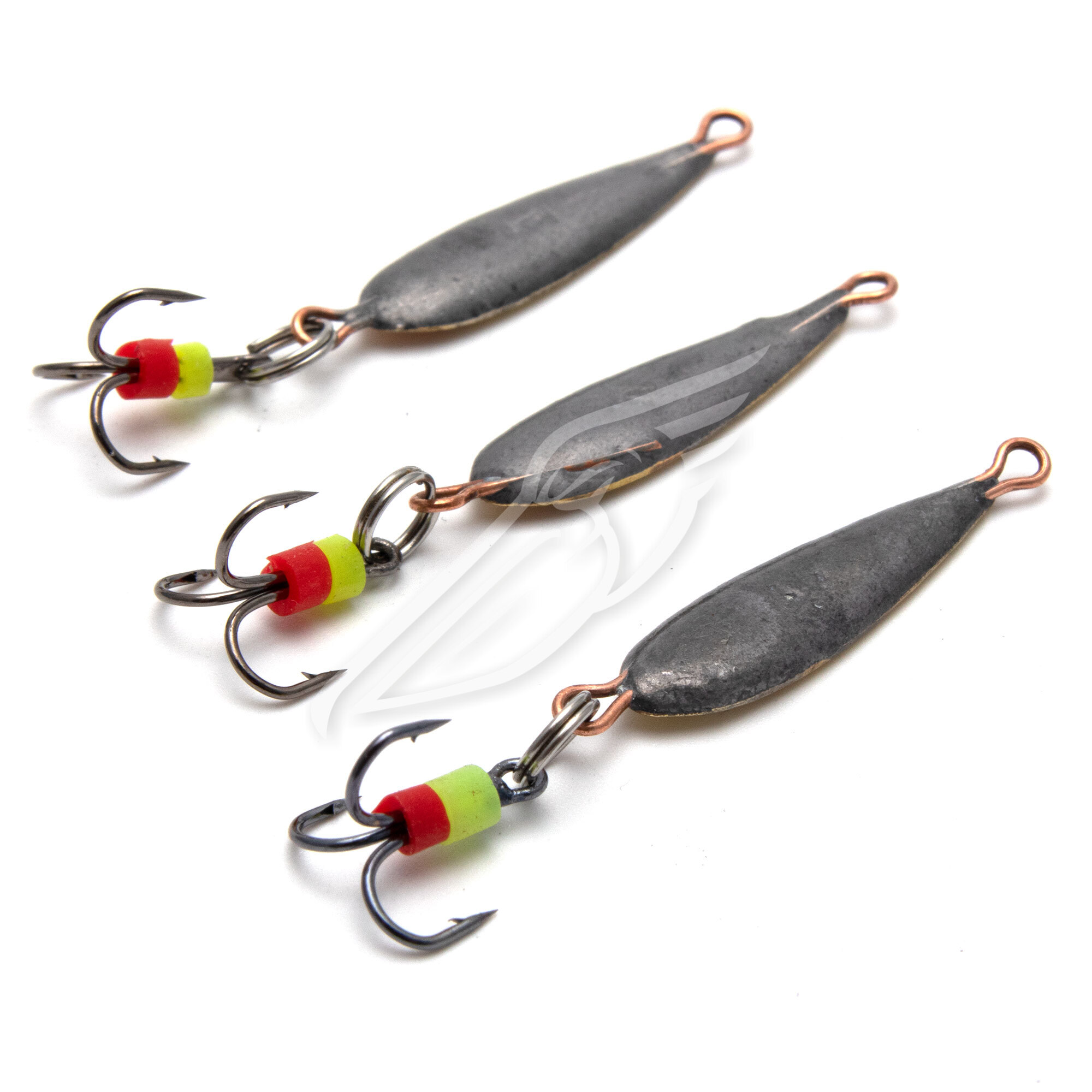 Блесна вертикальная "Яман" Листочек с тройником, размер 25 мм, вес 2,2 г,цвет латунь (уп.3 шт.)/150/