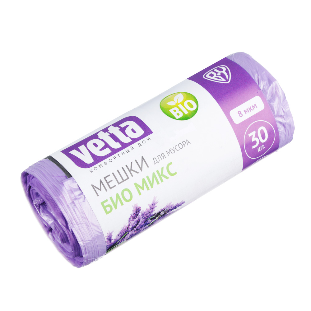 Мешки для мусора БИО VETTA 30 л., 30 шт., эконом, 4 аромата (ваниль, клубника, лимон, лаванда)