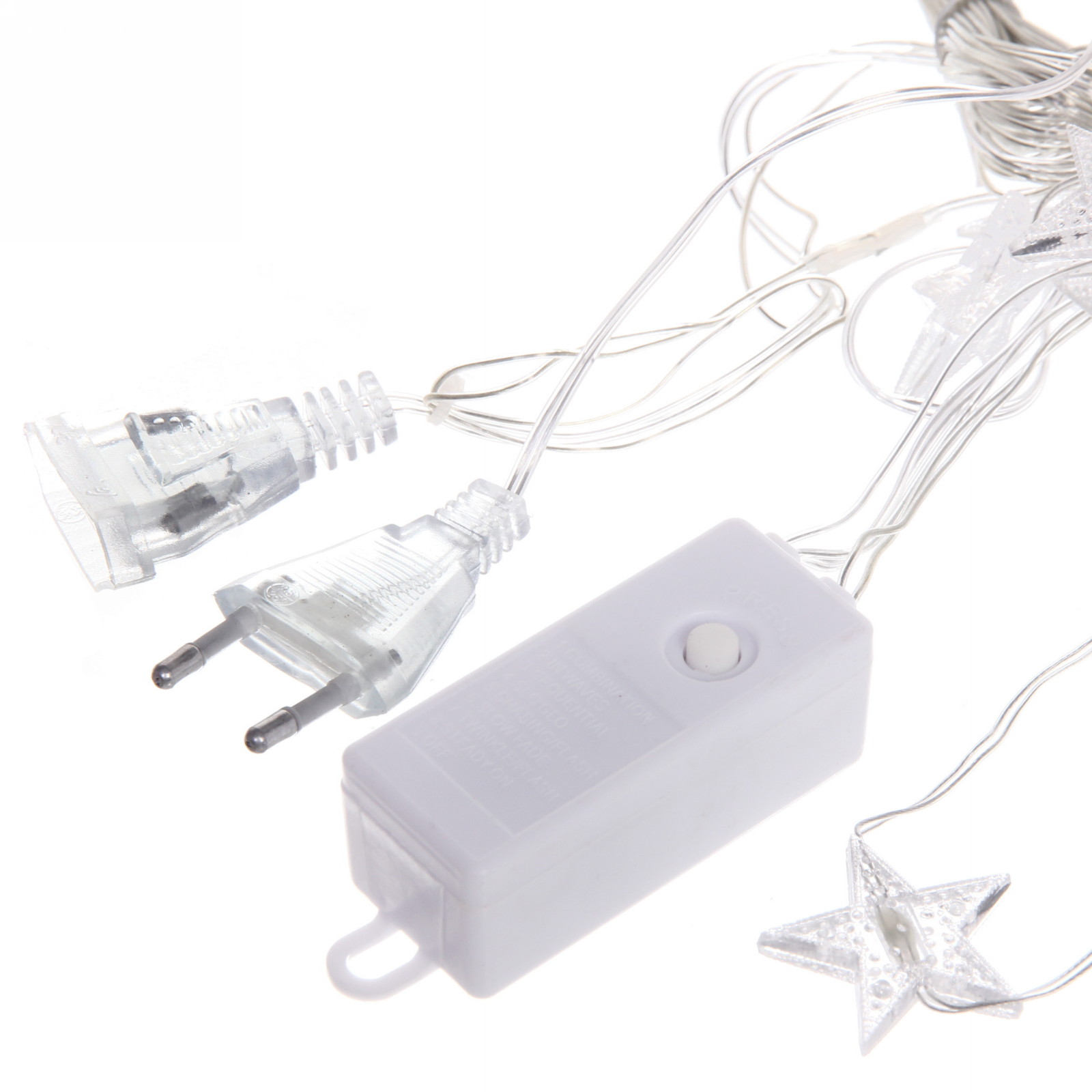 Гирлянда для дома ЗАНАВЕС "Звезды" ш3* в2 м 160 ламп LED, прозр. пров, 8 реж,IP-40, Теплый белый (возможность соединения)