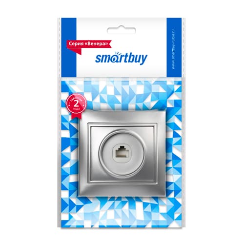 Розетка компьютерная RJ-45 1-местная серебро "Венера" (SBE-01s-S1-RJ)