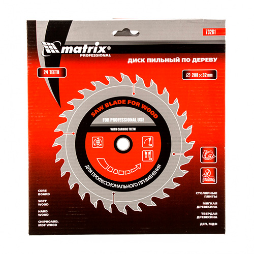 Диск пильный 200х32ммх24зуб+кольцо30мм MATRIX 73261 (1/50)