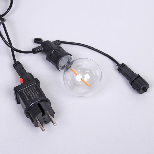 Гирлянда для улицы НИТЬ "Бегущие огни" 5м 10 ламп LED (6*7 см), черный провод, авторежим-водопад,IP-65, Теплый белый (возможность соединения)