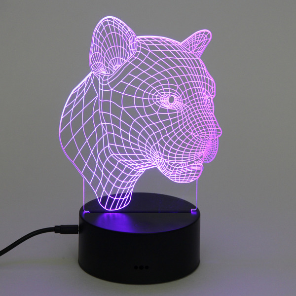 Светильник ночник "3D-Пантера" на пластиковой подставке, с включателем USB