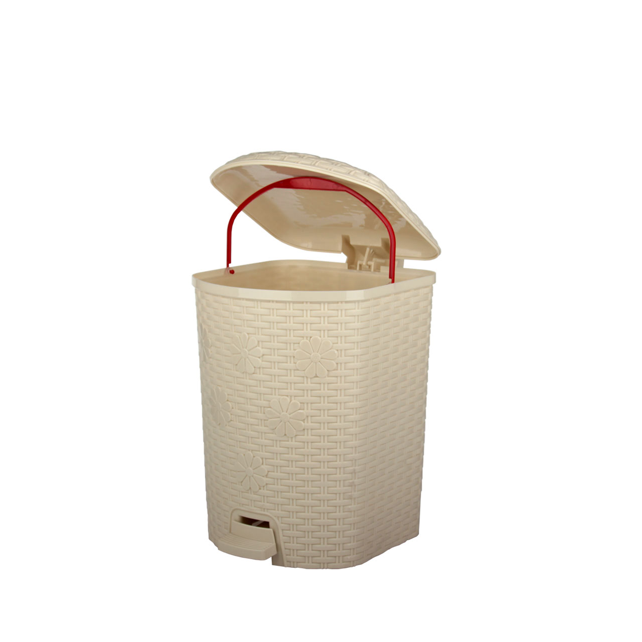 Контейнер д/мусора "Плетенка" 12л (с педалью)(белый) 