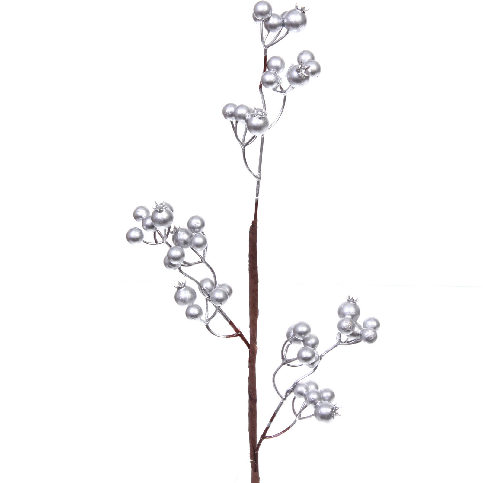 Ветка декоративная "Сказочная ягода" 60 см, Серебро