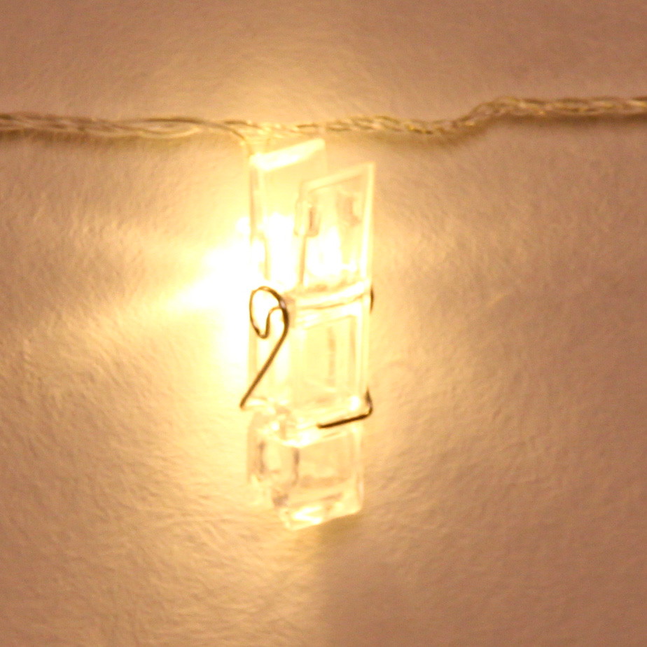 Гирлянда для дома   4,0 м 20 ламп LED с насадками ПРИЩЕПКА, прозрач.провод, IP-20, Теплый белый