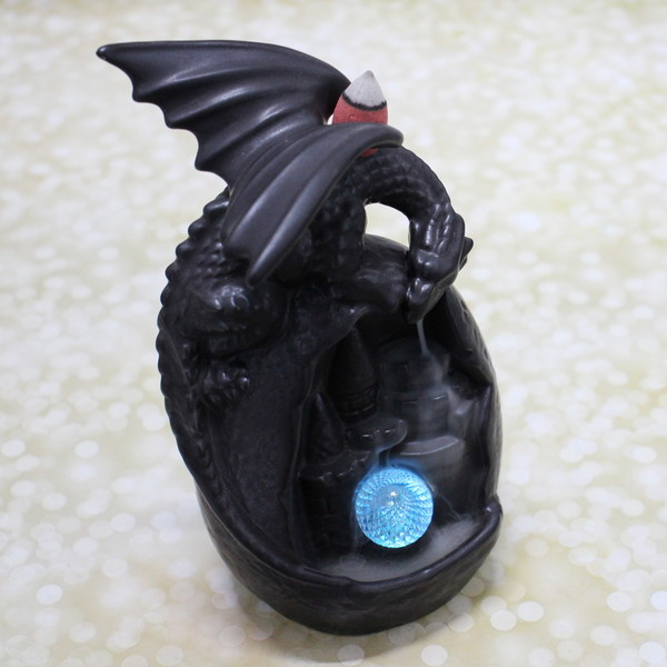 Подставка под стелющиеся благовония "Сказочный дракон" 10*9*19см с подсветкой