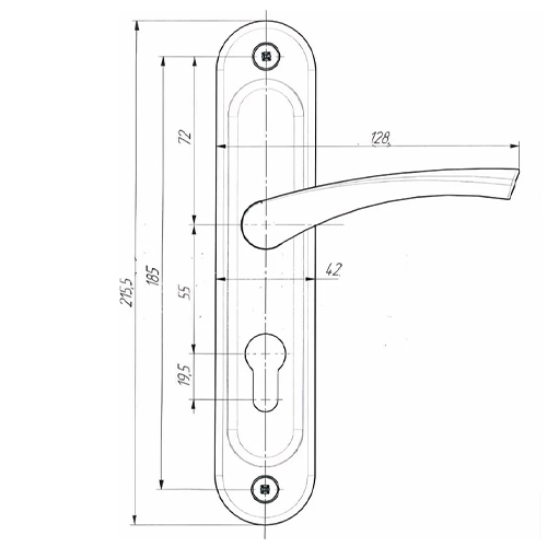 Ручка дверная на планке РФ1-55.17 (медь) (1/20)