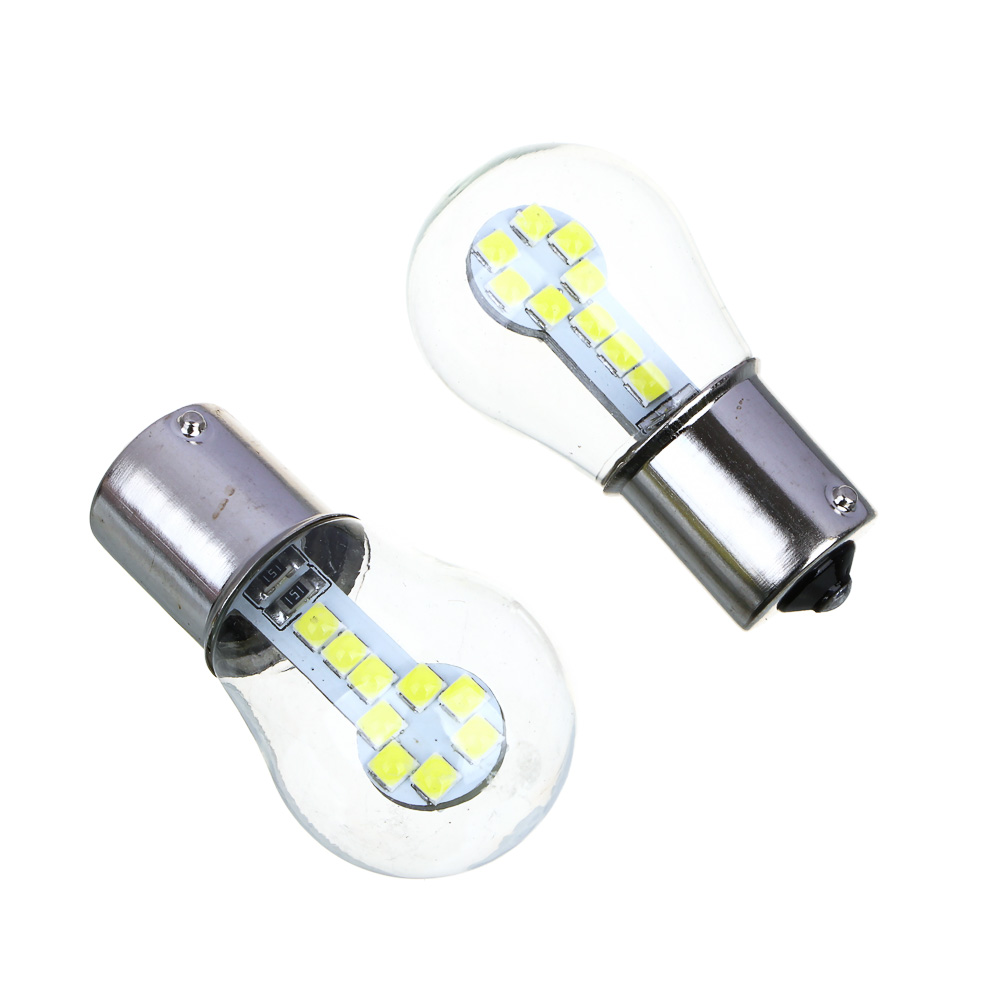 NG Лампа светодиодная T15, (18 SMD-3030,BAY15d), 12В,белый, 2 шт., блистер