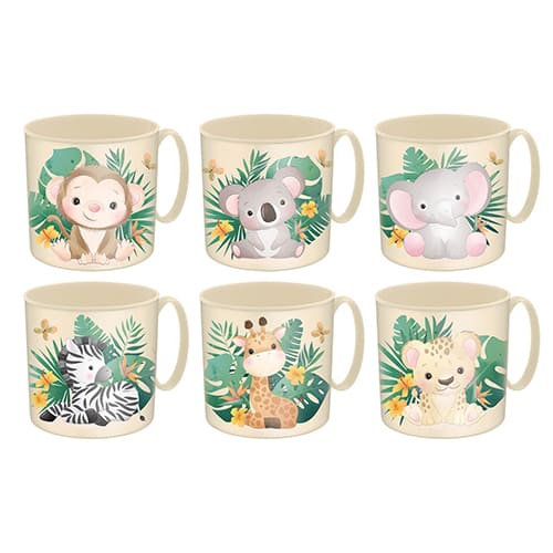 Набор посуды для детей Homver 221153125/01, с декором "Джунгли" тарелка 215 мм, миска 130 мм, кружка 280 мл, светло- бежевый