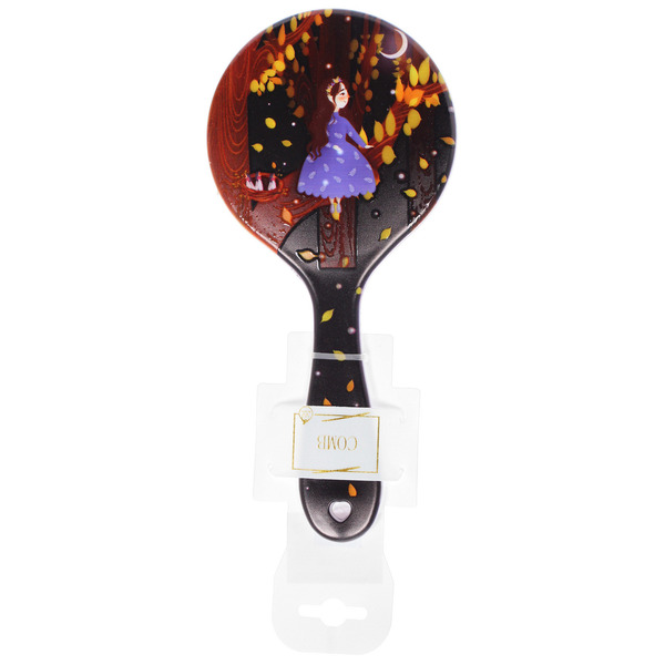 Расческа массажная круглая "ЭФФЛОДИ", микс 4 дизайна, 22*10см (PVC подвес)