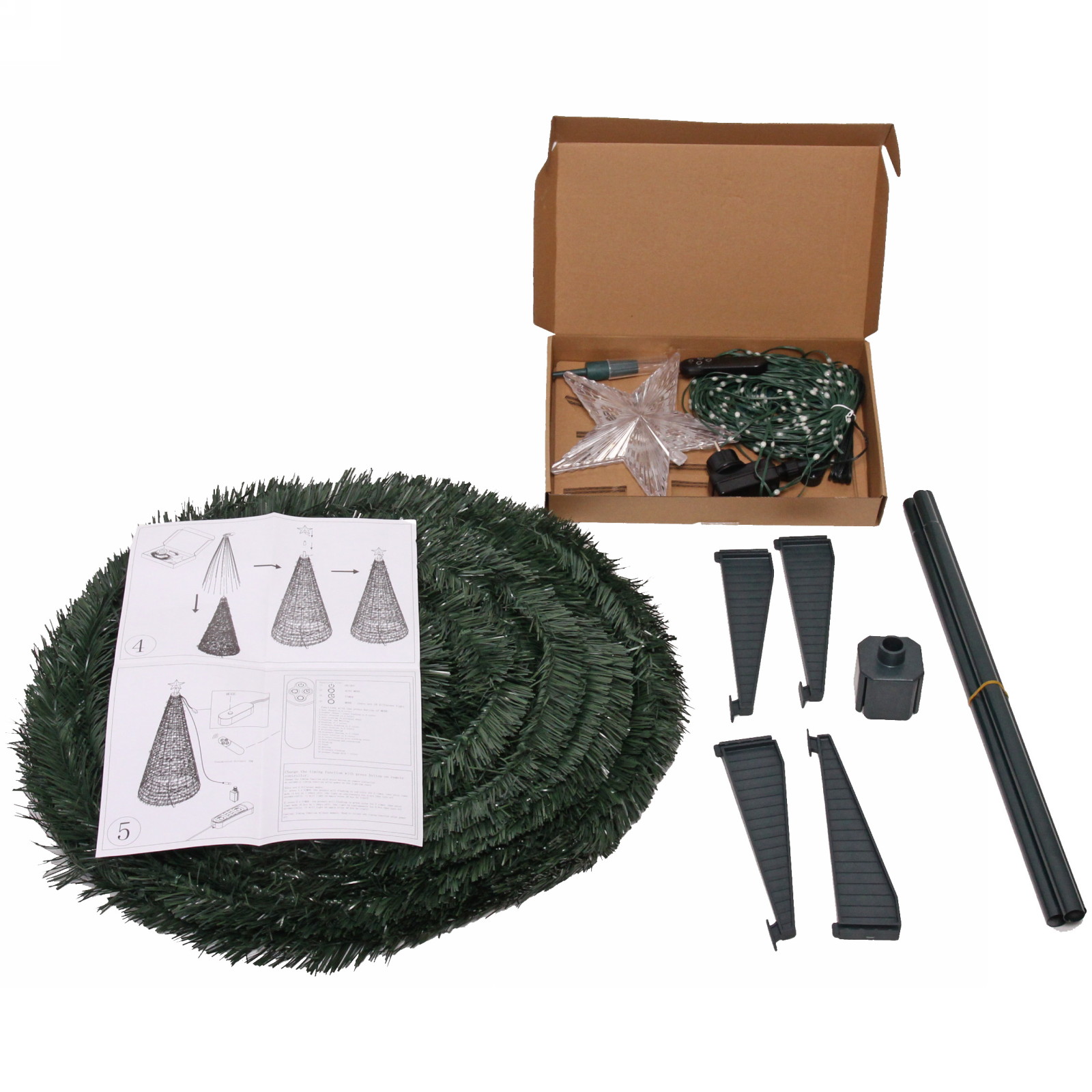 Елка с гирляндой "Ёлка" в1,8 м, d-0,6 м 17 линий 272 лампы LED, зелен. пров, более 8 реж,IP-20, RGB