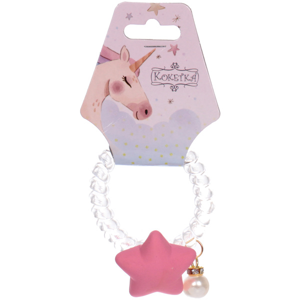 Резинка для волос силиконовая "Salon Bon Bon", звезда, микс 5 цветов, d-5,5см, ( подвес единорог)