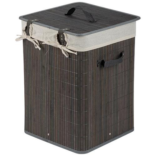 Корзина бамбуковая с ручками по бокам и откидной крышкой, 35*35*50см, серый