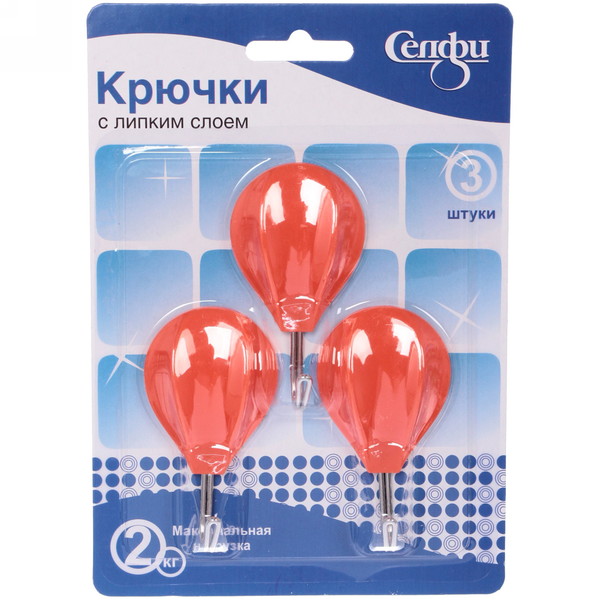 Крючки в наборе 3шт на липкой основе "Воздушные шарики", нагрузка 2кг
