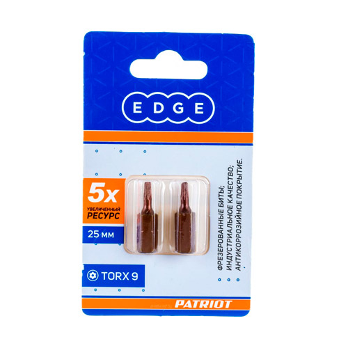 Бита EDGE by PATRIOT T9, сталь S2, 25 мм, 2 шт в блистере
