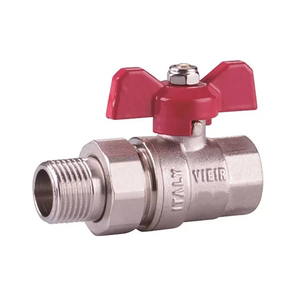 Кран шар 3/4 с американкой, , красный, никель VIEIR VR204-02 64/8