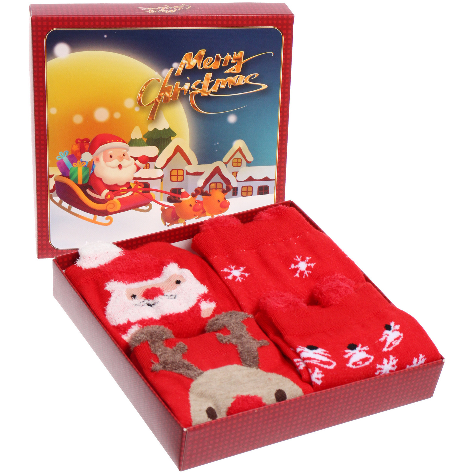 Носки женские в подарочной коробке 4шт "NEXOLOD", 4 дизайна, цвет красный, р36-39