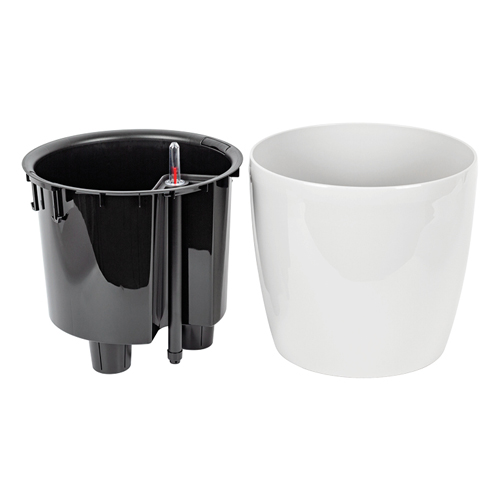 Кашпо 280 мм IDEA АНФА М 3233, с вставкой, с автополивом, белый