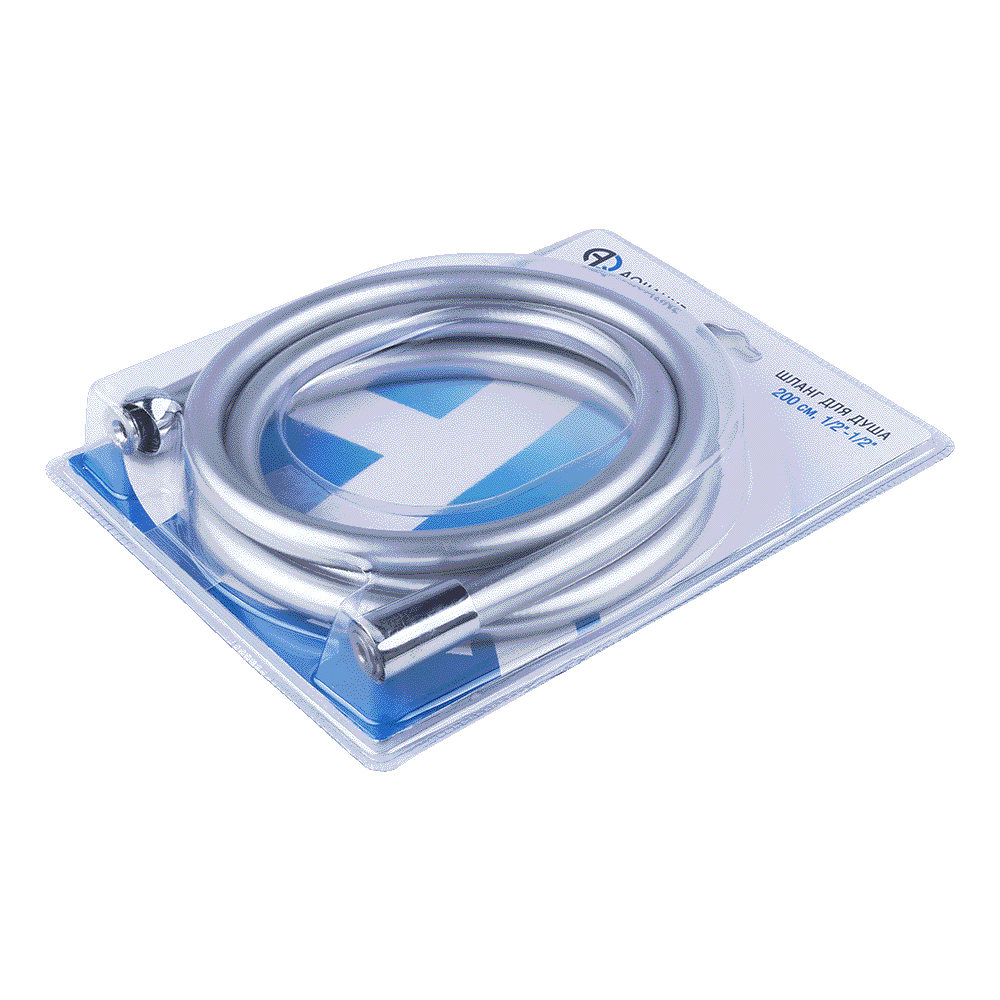 Шланг для душа ПВХ конус имп (1/2") - имп (1/2") 2 м в блистере AQUALINE 05097