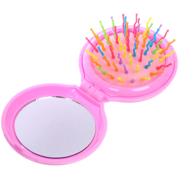 Расческа массажная складная "АМОР", микс 4 дизайна, 6,5*2см (PVC коробка)