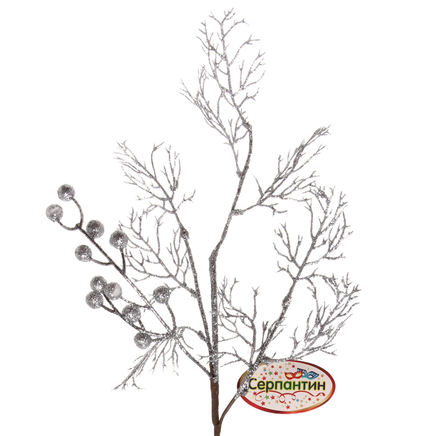 Ветка хвойная "Сияние зимы" 67 см, Серебро