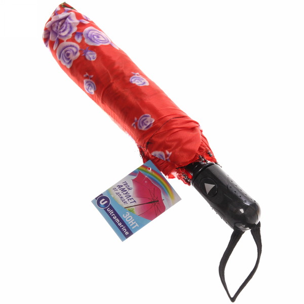 Зонт женский полуавтомат "Ultramarine - Венера", микс 6 цветов, 8 спиц, d-100см, длина в слож. виде 28см, голубые цветы