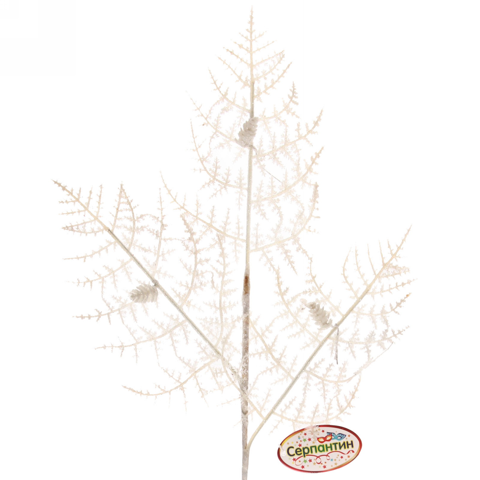 Ветка хвойная "Сосновые шишки" 80 см, Белый