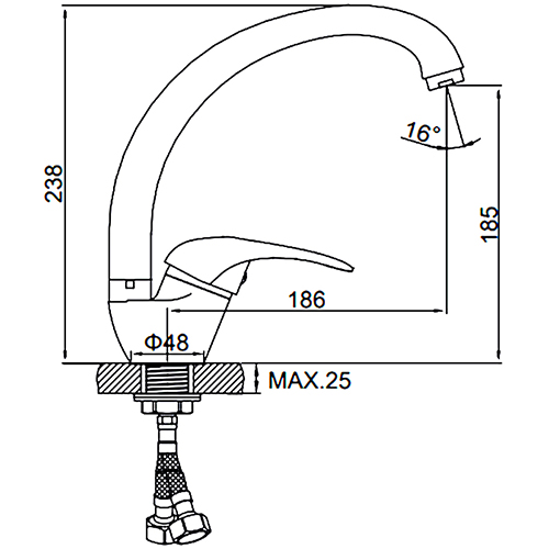 Смеситель для кухни LEDEME L5902-300, с гайкой, картридж 40 мм, терракотовый (1/10)
