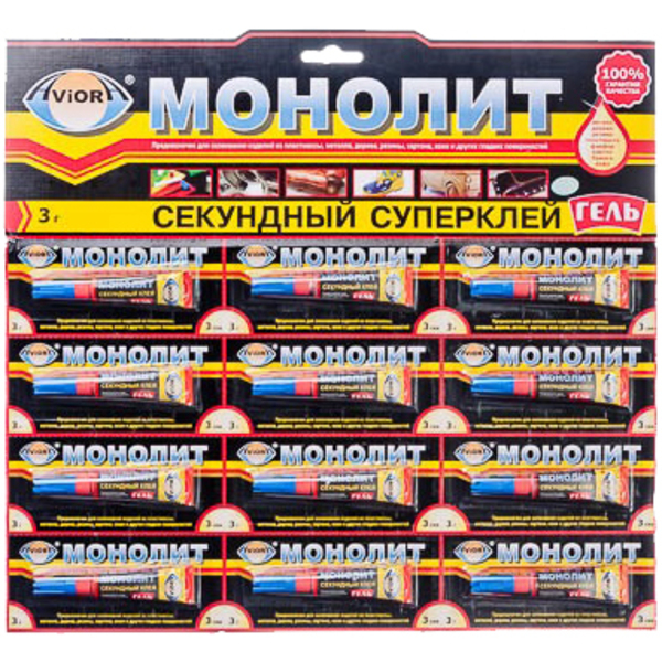 Монолит Суперклей-Гель 3гр карта 12хBl (12/288)*