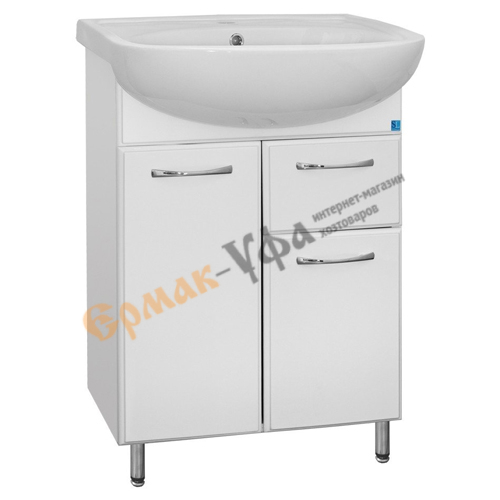 Тумба+Раковина Элеганс 600 с 1 ящиком справа, белый (1/1)