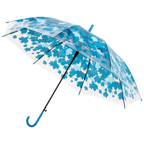 Зонт-трость полуавтоматический BASIC, 90 см (ЭВА), листья, синий