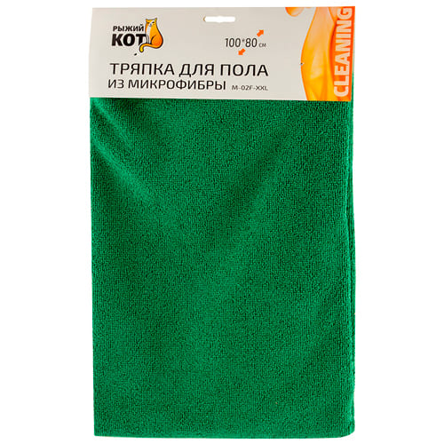 Тряпка для пола из микрофибры 80х100см Рыжий кот цвет:зеленый, 2/40