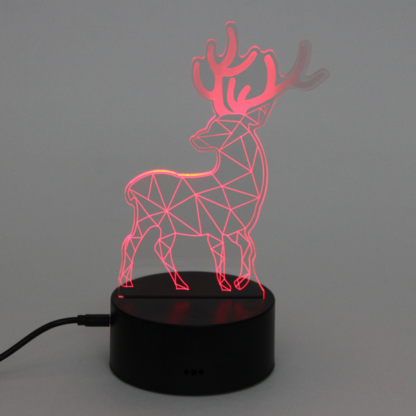 Светильник ночник "3D-Олень" на пластиковой подставке, с включателем USB
