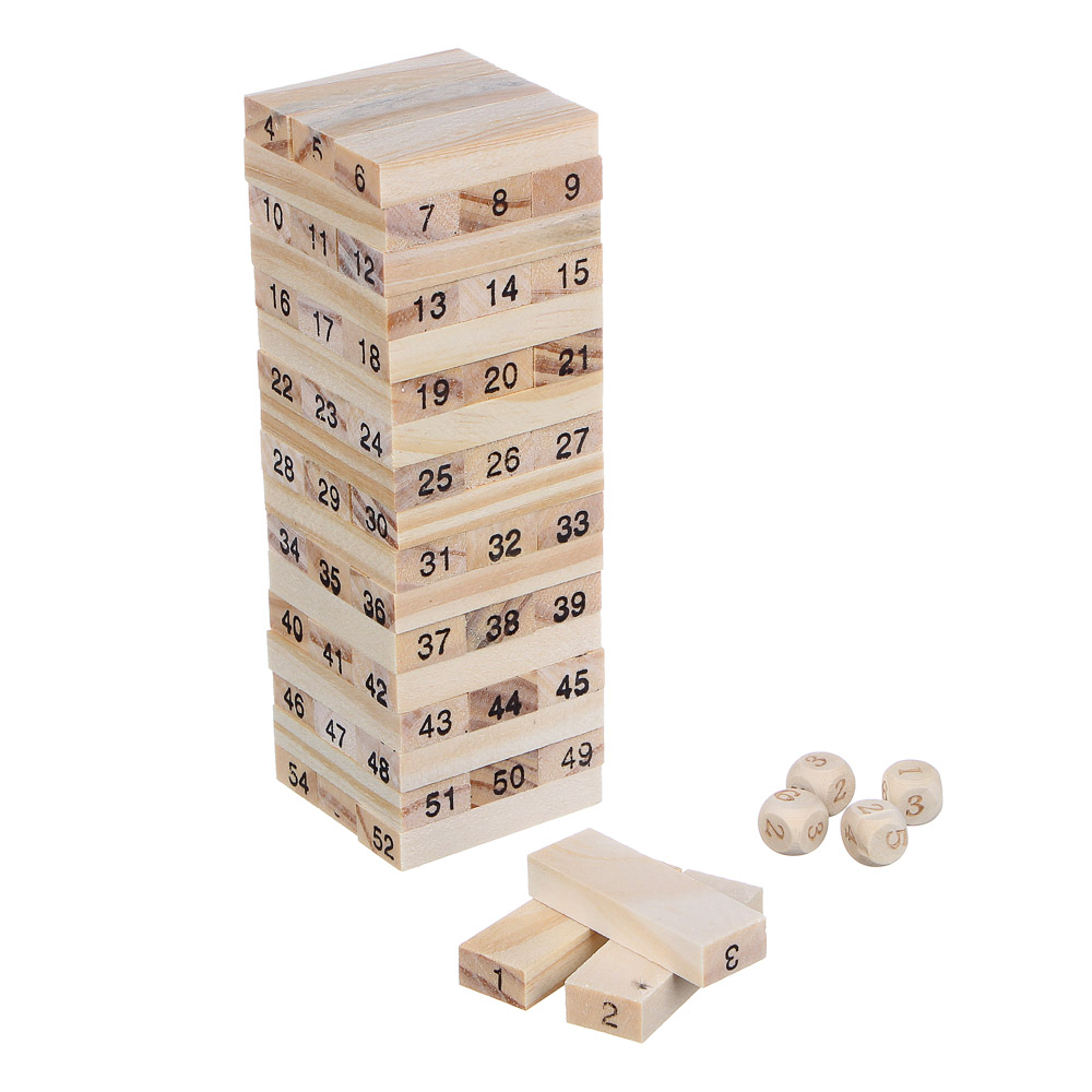 Игра настольная "Падающая башня" ИГРОЛЕНД, дерево, 5,5х5,5х18,5см