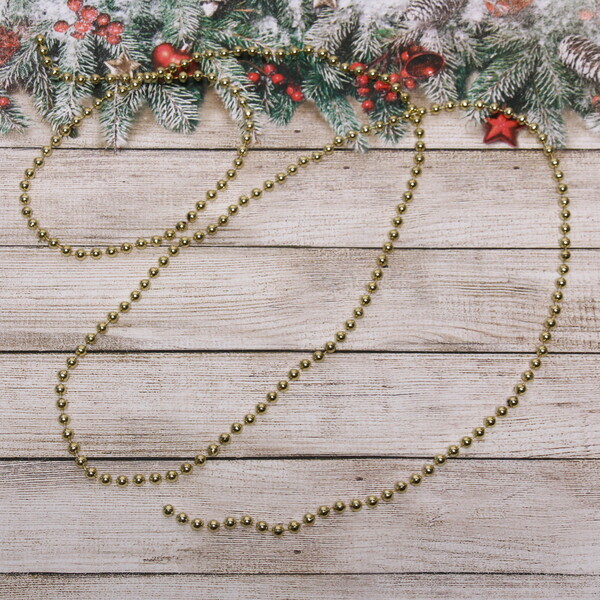 Бусы на ёлку 2,0 м "Шарик средний" d-8мм, Шампань