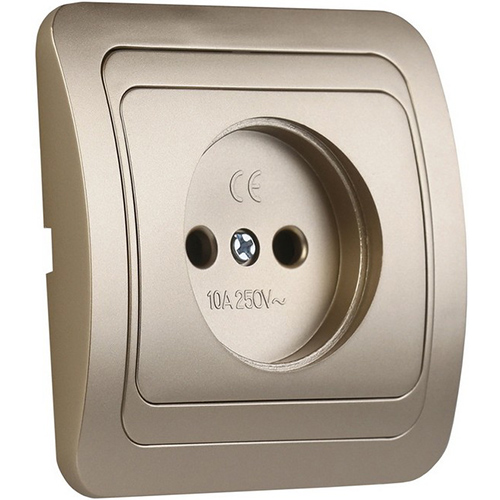 Розетка 1-местная без заземления 10А шампань "Марс" (SBE-02c-10-S1-N-c)