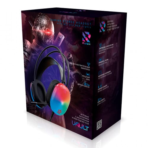 Игровая гарнитура Smartbuy VAULT, 50мм динамики, RGB-подсветка, рег.громкости, черная (SBHG-9770)
