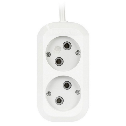 Удлинитель Smartbuy, 2 гнезда 5 метров 10А/2,2кВт без заземления ПВС 2х1,0 (SBE-10-2-05-N)/40