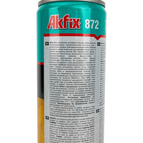 Пена профессиональная монтажная Akfix 872, 1020 гр.