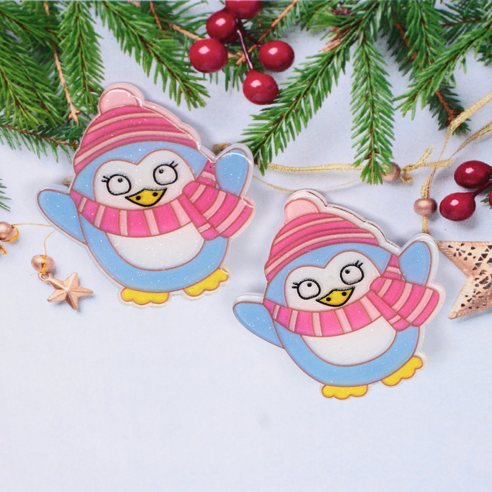 Зажимы для волос детские 2шт "БИСКВИТ", Пингвин, 5см