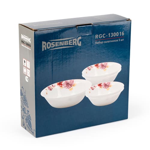Набор салатников Rosenberg, 5 шт, 2000/350 мл, стеклокерамика
