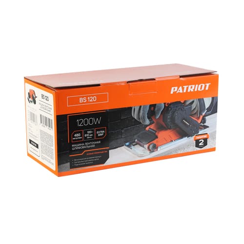 Машина ленточная шлифовальная PATRIOT BS 120, металлический корпус,1200 Вт, лента 100х610 мм