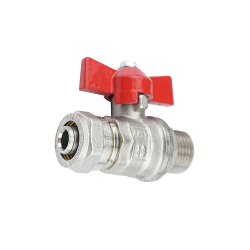 Кран шар.для мет.пл.тр. 16 х1/2 нар. бабочка под обжим