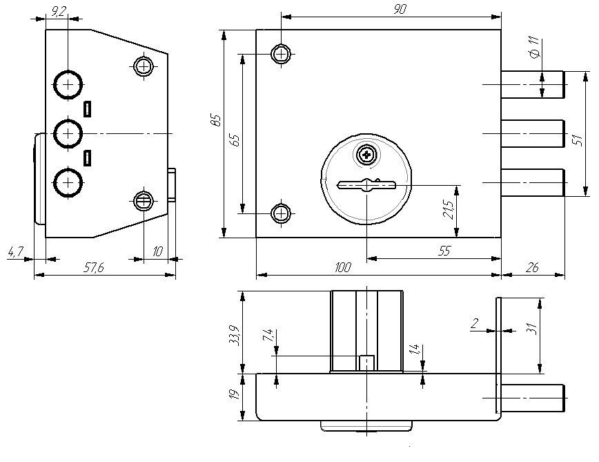 Д-град Зенит ЗН4-1 бронза Замок накладной  (20)