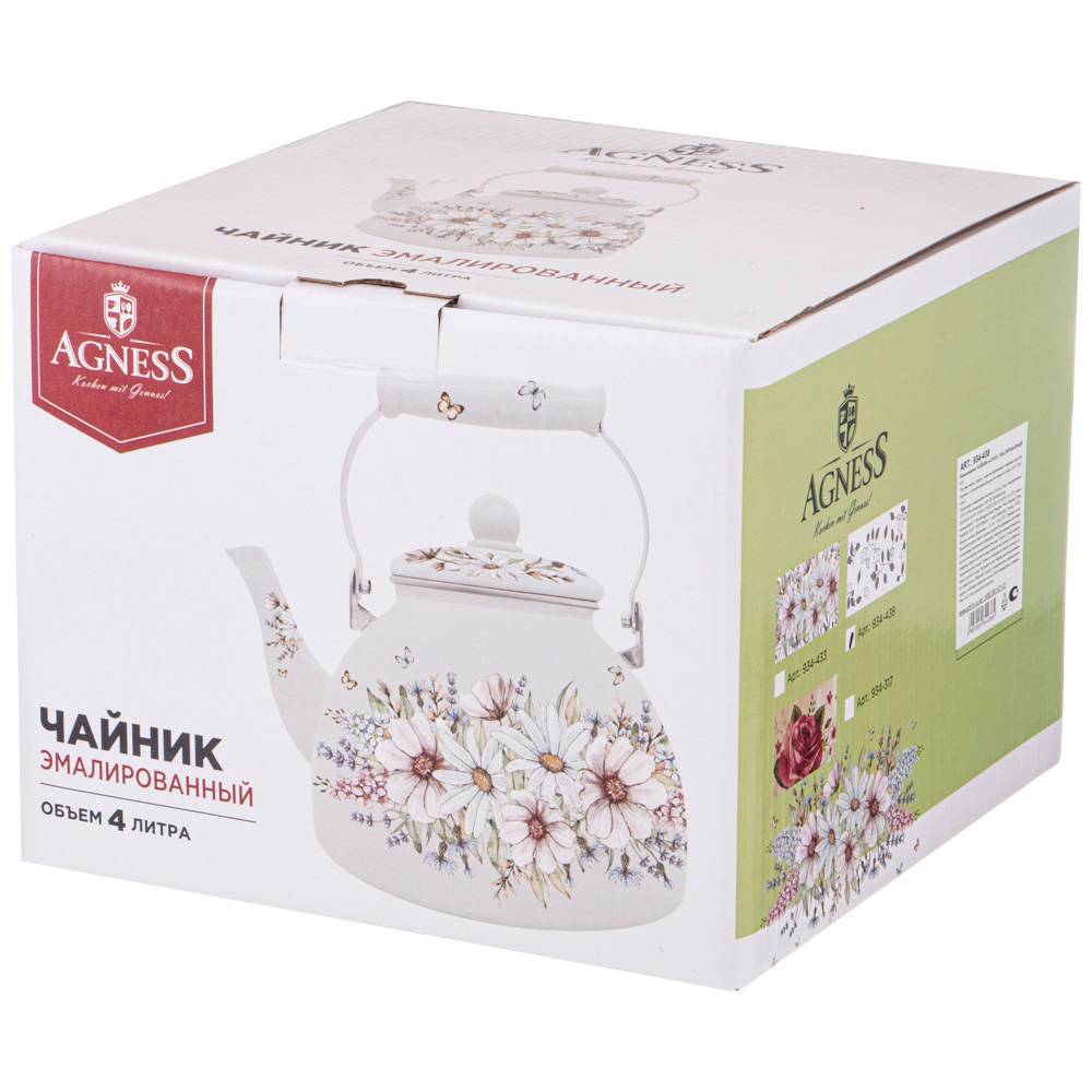 ЧАЙНИК AGNESS ЭМАЛИРОВАННЫЙ СЕРИЯ, ВИВЬЕН, 4 Л